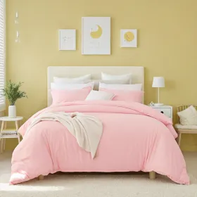 Pink Oversized Duvet Cover Set Adorable Fresh Aesthetic Suits All Genders. Premium Breathable Microfiber With Bohemian Details. Fits Single/double Bed