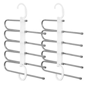 Space Saving Pants Hangers 5-in-1 Stainless Steel Trouser Storage Organizer Non-Slip Clothes Rack Shelves For Pantsãarf Jeans Trousers Skirts