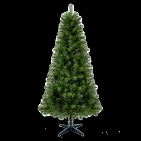 6FT Hinged Unlit Artificial Christmas Tree With 582 Tips, Full PVC Branches, Green Holiday Tree With 4-Leg Plastic Stand For Indoor Christmas Decorati