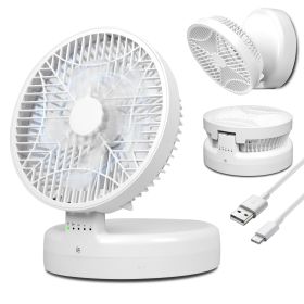 Quiet Table Fan 90oldable Desk Fan with 4 Wind Speeds Type-C Rechargeable Wall-Mounted Fan Portable Desktop Fan for Home Bedroom Kitchen Office Out
