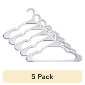 (5 pack) Plastic Adult Hangers for Heavier Clothing, Arctic White 9 Count