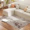 HOMCOM Machine Washable Area Rug 4x6, Non-Slip Modern Abstract Floor Carpet for Living Room, Bedroom, Dining Room, Mixed-Brown