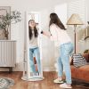 HOMCOM 360° Swivel Jewelry Armoire, Lockable Jewelry Cabinet with Full-Length Mirror, Storage Shelves, White