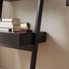 Home office desk workspace writing table bookcase ladder one drawer two shelves handleless design modern
