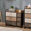 HOMCOM 3-Tier Storage Organizer for Bedroom Entryway, 7-Drawer Dresser with Steel Frame for Bedroom, Maple Wood