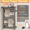 SIOYIE Heated Towel Rack with Shelf and Wi-Fi App Control, 8 Bars Electric Wall Mounted Towel Warmer with Timer & Adjustable Temperature