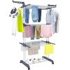 Clothes Drying Racks - 4-Tier with Wheels, Foldable Space-Saving Laundry Dry Rack for Home & Patio (67.7 Inch, Gray)