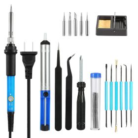 20pcs Soldering Iron Kit 60W Adjustable Temperature Electric Soldering Iron Kit 110V Welding Soldering Iron Solder Tip Kit