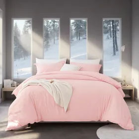 Pink Extra Large Duvet Cover Set 3-piece Set With 1 Duvet Cover & 2 Pillowcases. Premium Colorfast Microfiber Offers Breathable Softness. Combines Lux