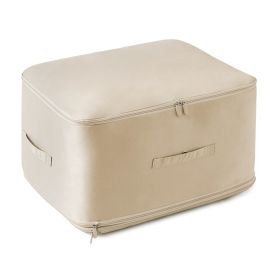 Large Foldable Storage Bag For Comforter Quilt Blanket Clothes Pillows Beddings Self Compression Organizer For Duvet Closet Storage Containers With Du (Option: Apricgot_L)