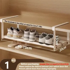 Adjustable And Expandable Shoe Rack, Stackable Iron Shoe Rack, Space Saving Hanging Rack, Suitable For Home Shoe Cabinet Storage, Bottom Basket, Wardr (Option: 1pc)