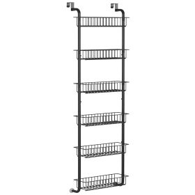 6 Tier Over Door Pantry Organizer Hanging Hooks Door Storage Rack Carbon Steel Basket 62.99in Over Door Shelf for Kitchen Bathroom (Option: Bglack)