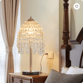 19 Inch Height Elegant Crystal Table Lamp   Vintage Waterfall Design With Teardrop Grape Crystal Bead String Shades And Marble Textured Base For Livin (Option: Gold)