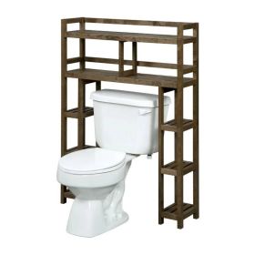 Solid Wood Over the Toilet Bathroom Storage Unit (Color: Meduim Brown)