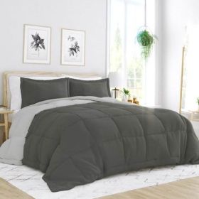 3-Piece Microfiber Reversible Comforter Set in Grey / Light Grey (size: King/Cal King)