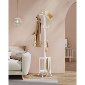 Heavy Duty Metal Coat Rack with Umbrella Holder (Color: White)
