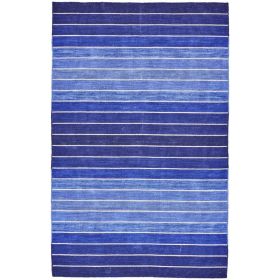 Striped Hand-Tufted Wool/Cotton Blue Area Rug (size: 8' X 11')