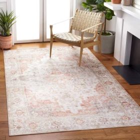 Traditional Persian Style Washable Boho Light Grey Red Area Rug (size: 3' X 5')