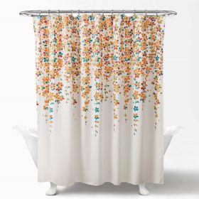 Floral Flowers Shower Curtain (Color: Whiteturquoise Blue Orange, size: 72")