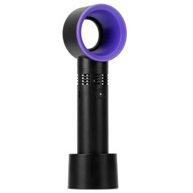 Portable Handheld Bladeless Fan Rechargeable Cooling USB Fan Desktop Use Fan w/ 3 Gears LED Indicator Cooling Fan (Option: Blagck)