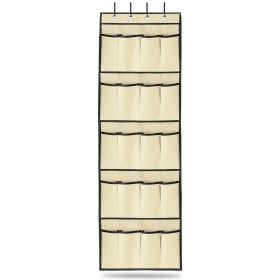 Over the Door Shoes Rack 20-Pocket Organizer 5-Layer Hanging Storage Shelf for Kids Shoes Closet Cabinet Slippers Small Toys (Option: gagnizer(Beige)