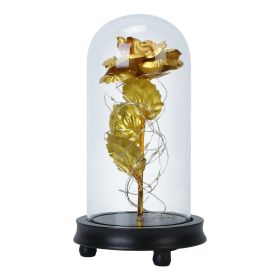 Foil Rose LED String Light Rose Fairy Lamp w/ Glass Dome For Valentinesay MotheràDay Wedding Birthday (Option: Gogld)