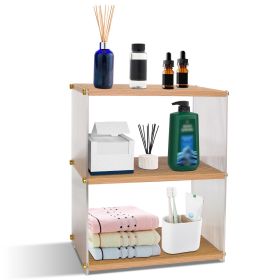 3-Tier Acrylic Countertop Organizer Bathroom Wood Counter Storage Rack Standing Vanity Cosmetics Shelf Cup Holder Desk Display Shelves (Option: Burlywgood)