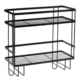 Over The Toilet Storage Shelf Rack Organizer 2 Tier Bathroom Holder Space Saver No Drilling Restroom Organizer (Option: Blacgk)