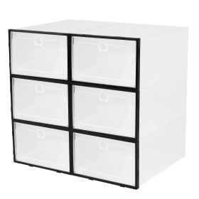 6Pcs Collapsible Shoe Box Stackable Shoe Storage Bin Transparent Dustproof PP Shoe Organizer Container (Option: Blackg)