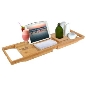Bathtub Caddy Tray Crafted Bamboo Bath Tray Table Extendable Reading Rack Tablet Phone Holder Wine Glass Holder Shelf Desk Bathroom Spa (Option: Tragy_GPCT987)