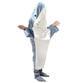 Wearable Shark Sleeping Bag Shark Onesie X-XXL Size Soft Comfortable Flannel Blanket With Zipper Suitable For Adult Children Height 4.2FT to 5.5FT (Option: 17g0CM)